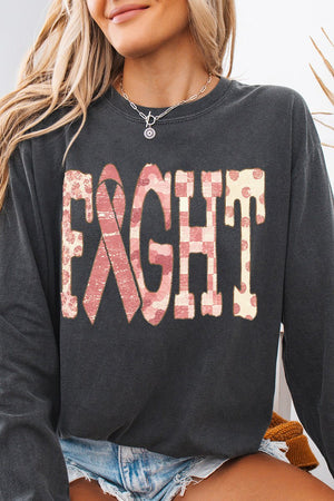 Pink Patterned Fight Comfort Colors Heavyweight Long T-Shirt - Wholesale Accessory Market