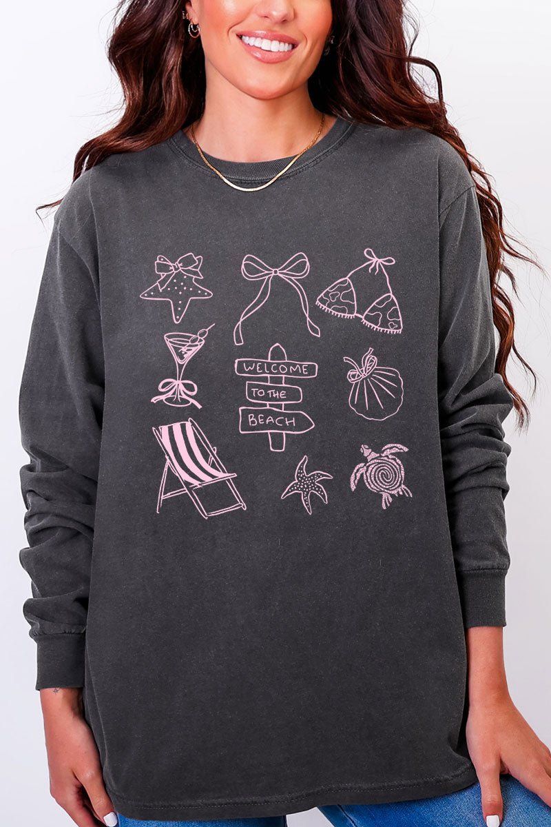 Welcome To The Beach Comfort Colors Heavyweight Long Sleeve T-Shirt - Wholesale Accessory Market