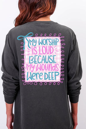 Worship Loud Front & Back Design Comfort Colors Heavyweight Long T-Shirt - Wholesale Accessory Market