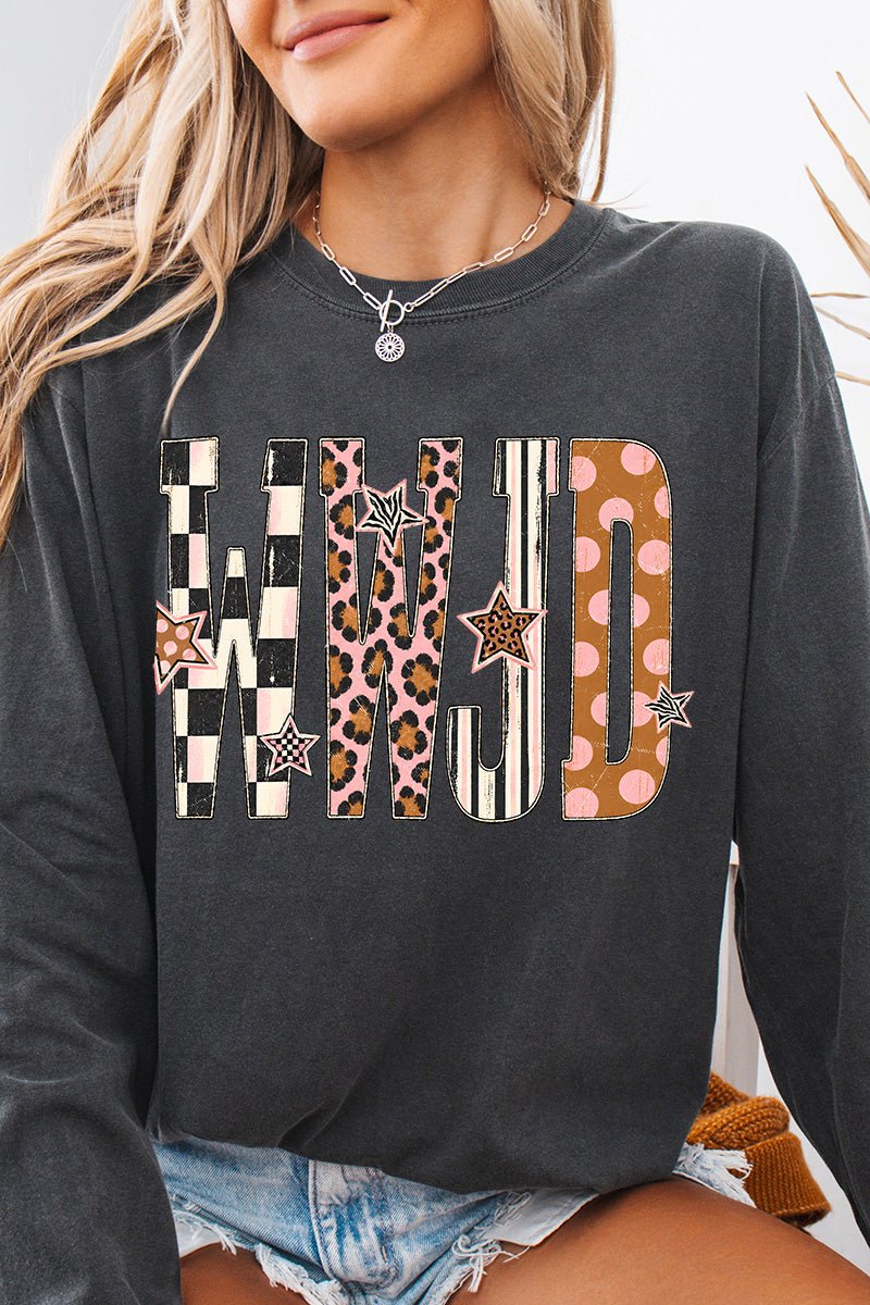 WWJD Pattern Pop Comfort Colors Heavyweight Long T-Shirt - Wholesale Accessory Market