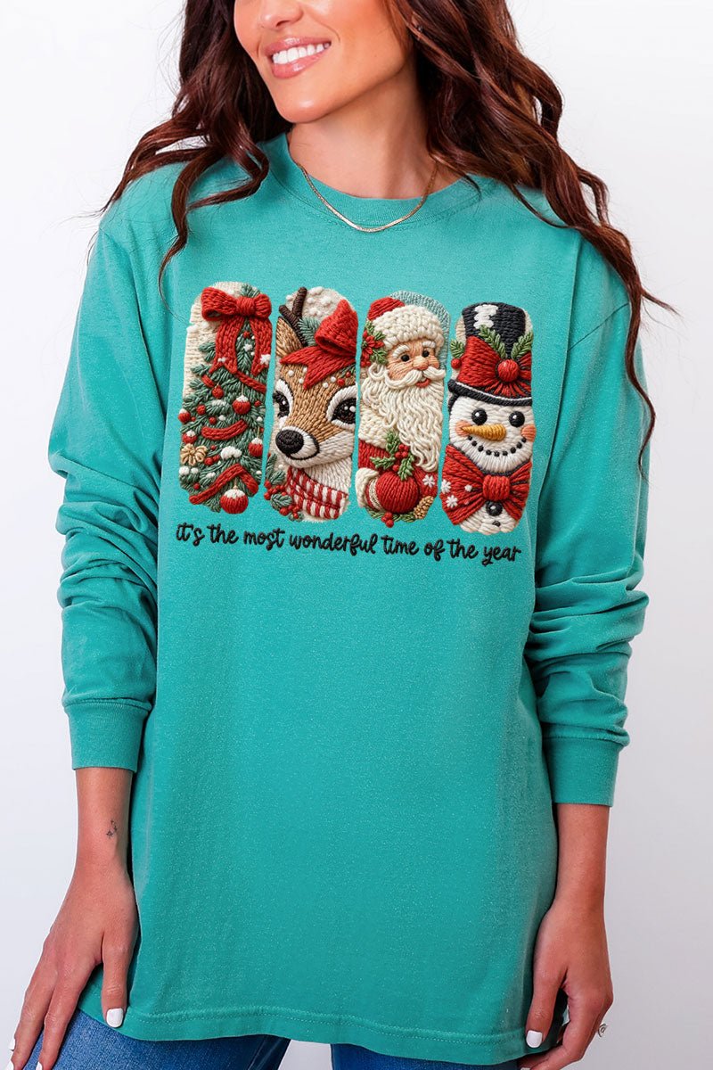 Faux Yarn Most Wonderful Time Comfort Colors Heavyweight Long Sleeve T-Shirt - Wholesale Accessory Market
