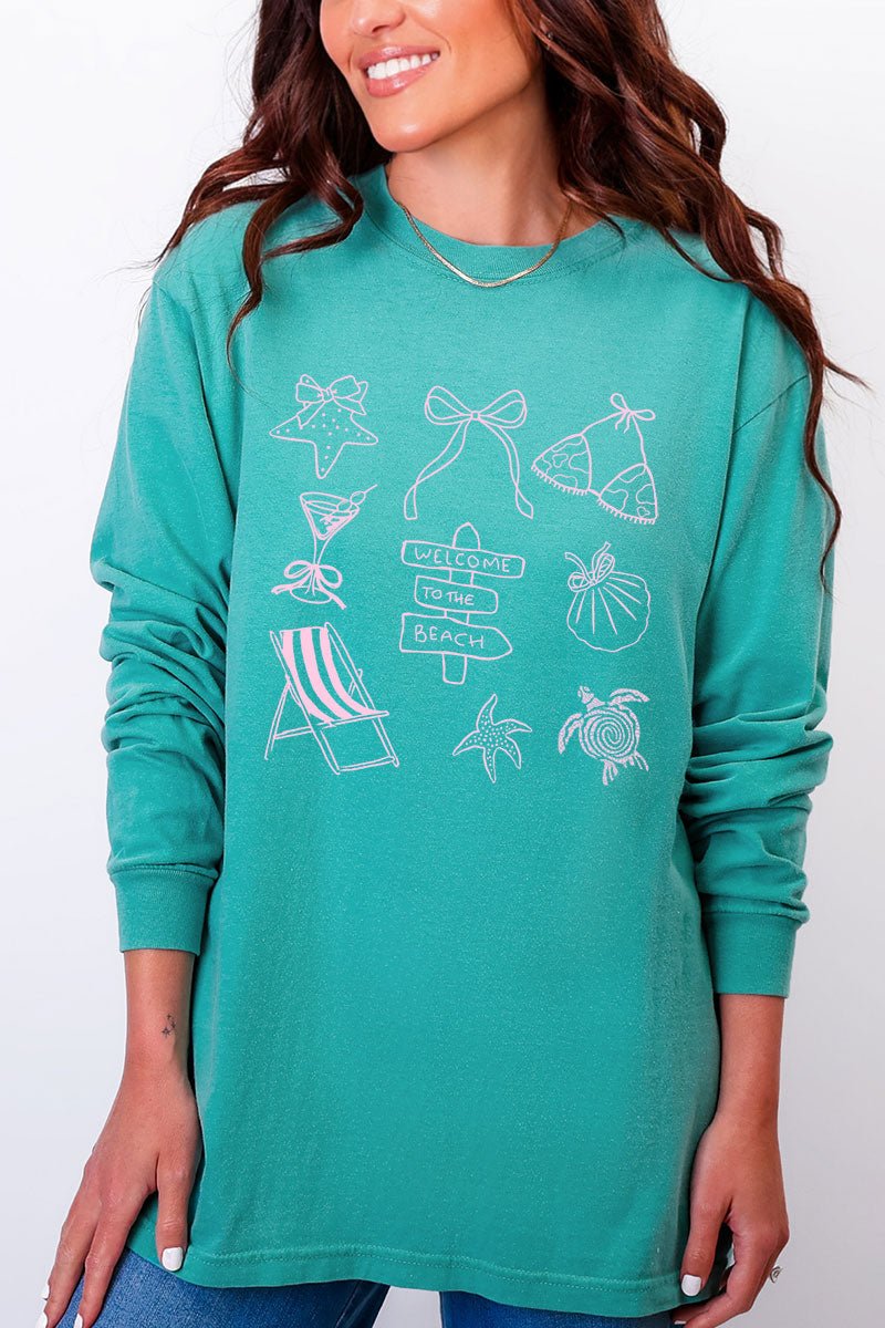 Welcome To The Beach Comfort Colors Heavyweight Long Sleeve T-Shirt - Wholesale Accessory Market