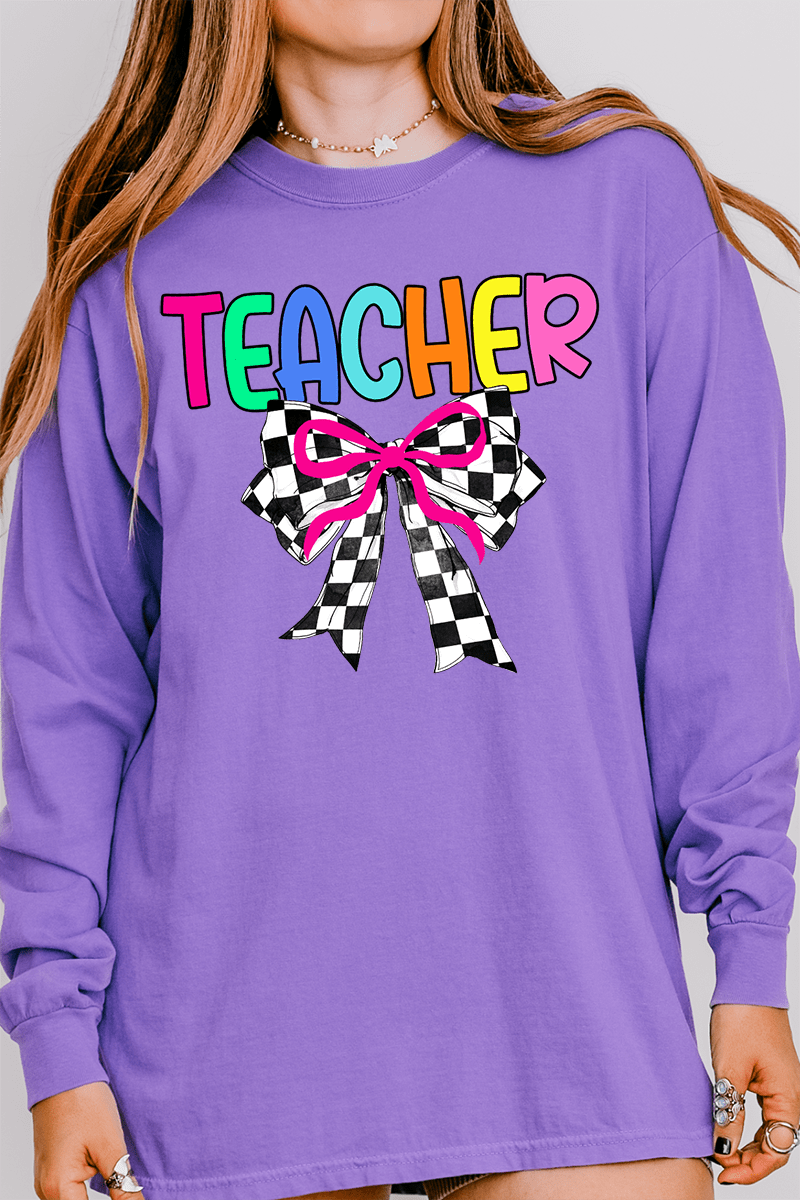 Colorful Teacher Ribbon Comfort Colors Heavyweight Long Sleeve T-Shirt - Wholesale Accessory Market