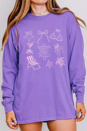 Welcome To The Beach Comfort Colors Heavyweight Long Sleeve T-Shirt - Wholesale Accessory Market