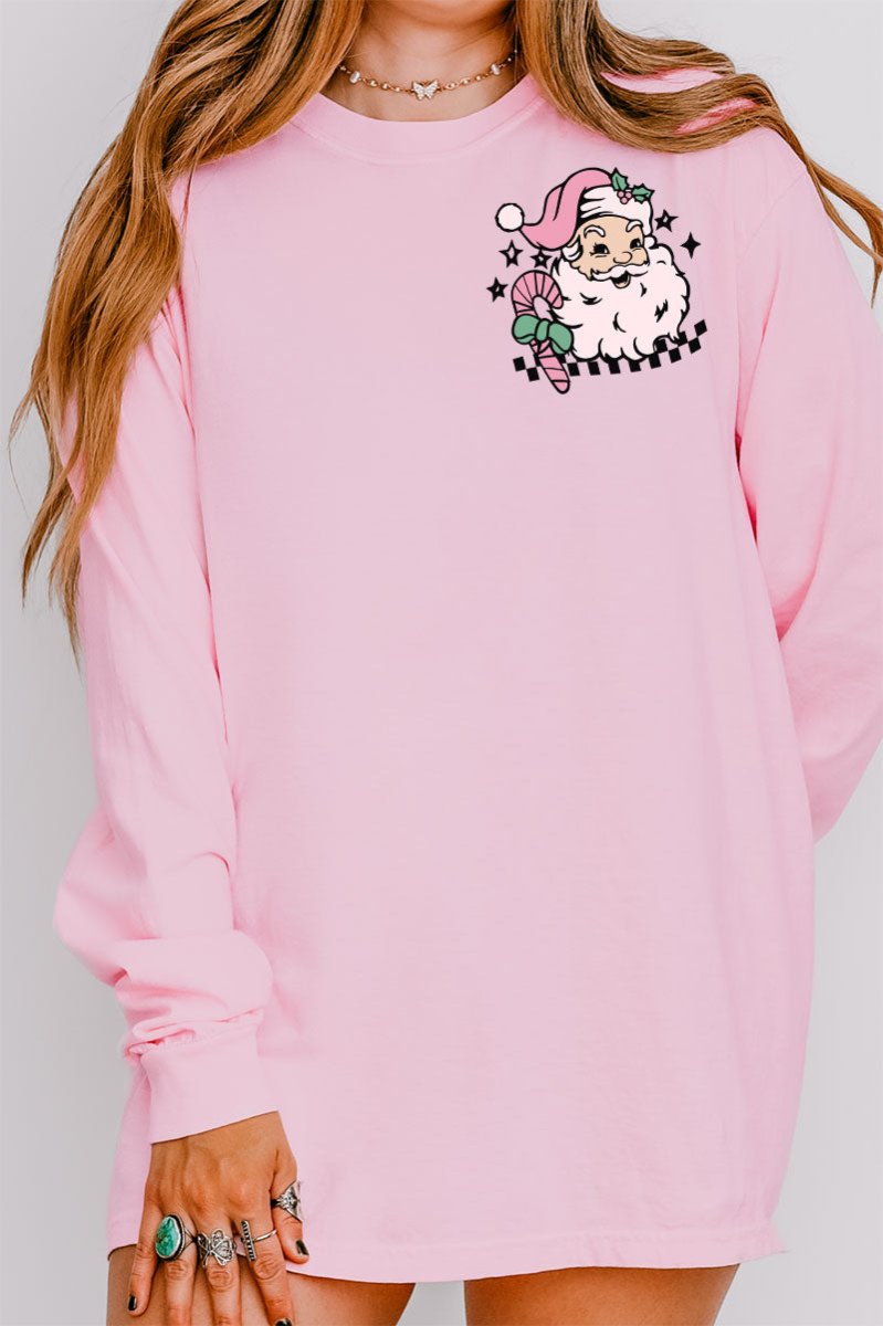 Groovy Merry Christmas Front & Back Design Comfort Colors Heavyweight Long T-Shirt - Wholesale Accessory Market