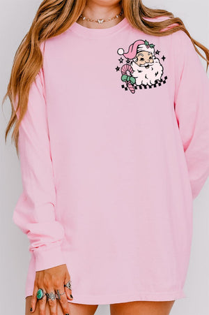 Groovy Merry Christmas Front & Back Design Comfort Colors Heavyweight Long T-Shirt - Wholesale Accessory Market