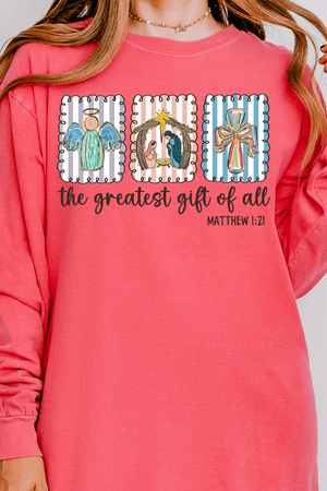 Jesus, Greatest Gift Comfort Colors Heavyweight Long Sleeve T-Shirt - Wholesale Accessory Market