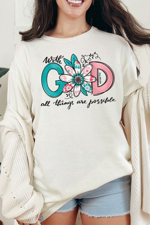 Floral With God Combed Cotton T-Shirt - Wholesale Accessory Market
