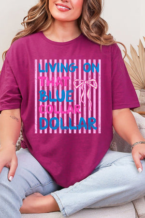 Striped Blue Collar Dollar Pink And Blue Softstyle Adult T-Shirt - Wholesale Accessory Market