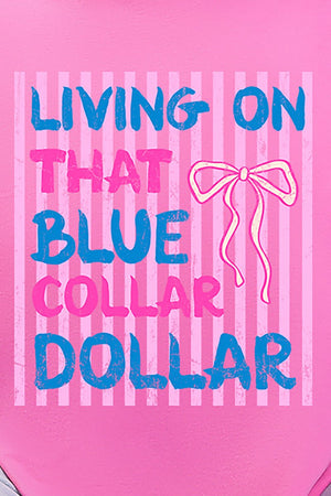 Striped Blue Collar Dollar Pink And Blue Softstyle Adult T-Shirt - Wholesale Accessory Market