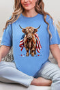 Painted Old Glory Highland Cow Softstyle Adult T-Shirt - Wholesale Accessory Market
