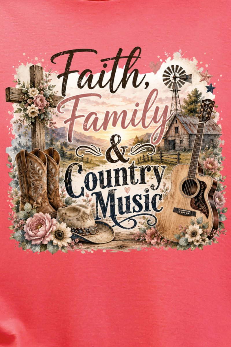 Faith, Family & Country Music Softstyle Adult T-Shirt - Wholesale Accessory Market