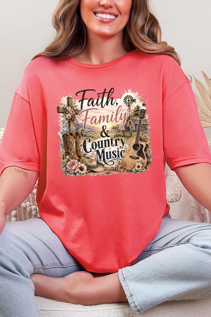 Faith, Family & Country Music Softstyle Adult T-Shirt - Wholesale Accessory Market