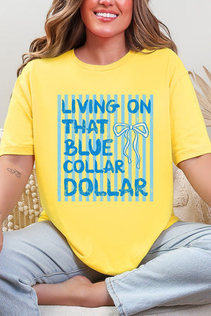Striped Blue Collar Dollar Blue Softstyle Adult T-Shirt - Wholesale Accessory Market