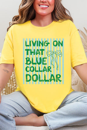 Striped Blue Collar Dollar Blue And Green Softstyle Adult T-Shirt - Wholesale Accessory Market