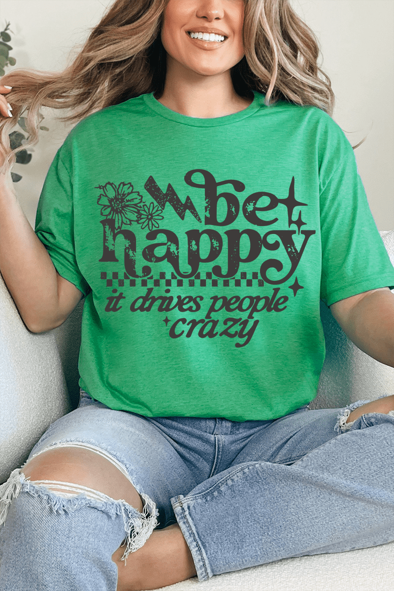 Black Be Happy Softstyle Adult T-Shirt - Wholesale Accessory Market