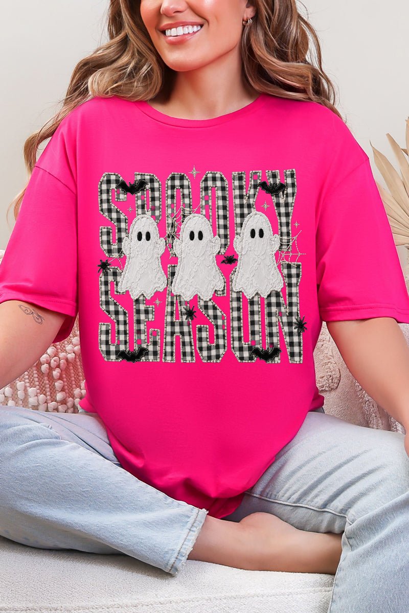 Spooky Season Gingham & Ghosts Softstyle Adult T-Shirt - Wholesale Accessory Market