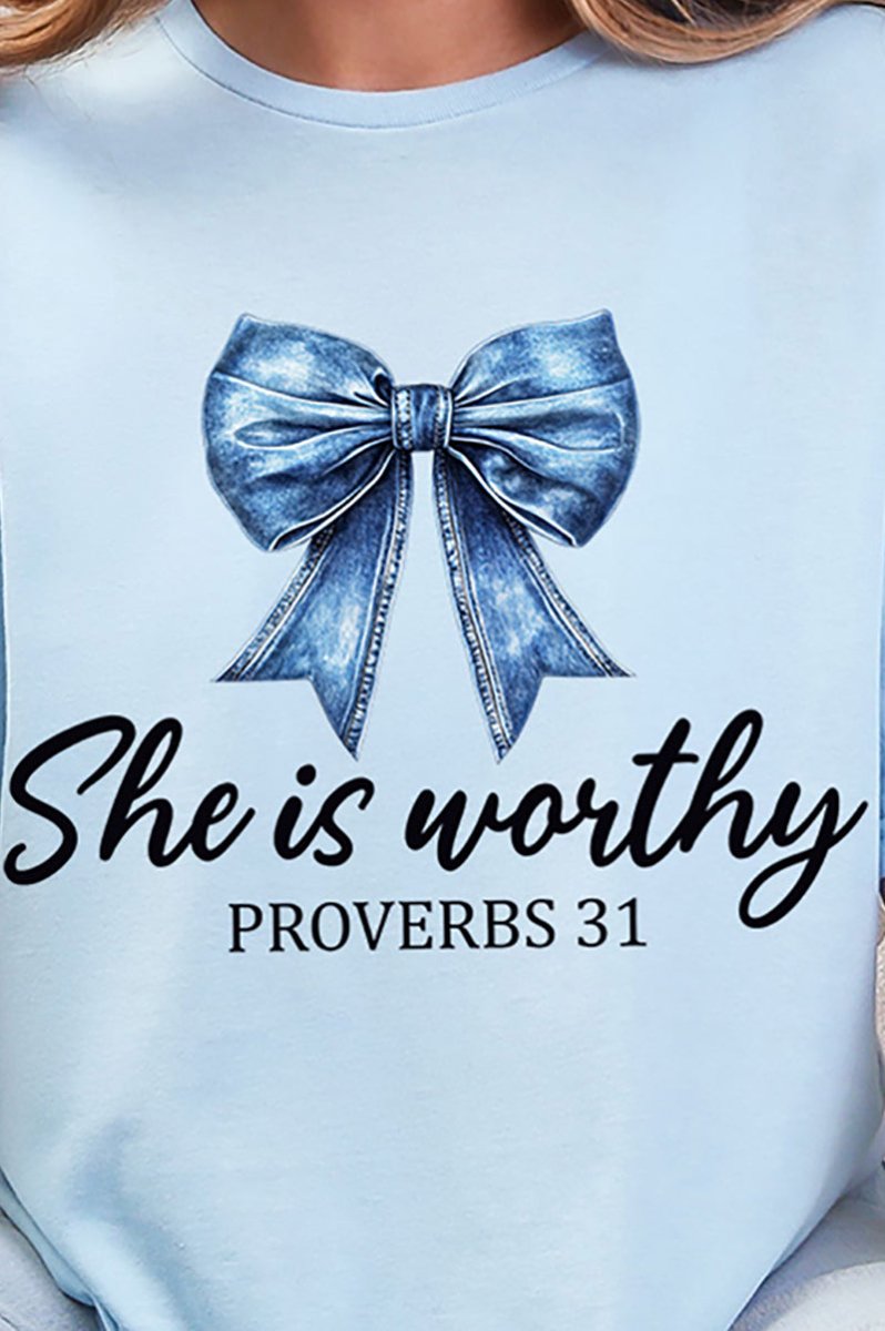 Blue Bow Worthy Softstyle Adult T-Shirt - Wholesale Accessory Market