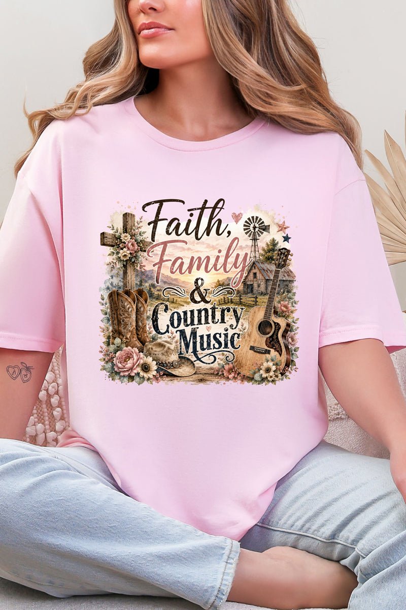 Faith, Family & Country Music Softstyle Adult T-Shirt - Wholesale Accessory Market