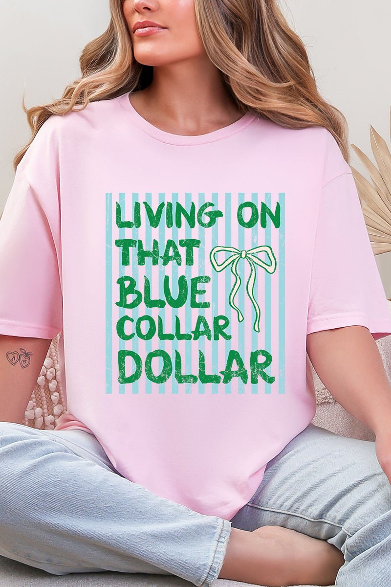 Striped Blue Collar Dollar Blue And Green Softstyle Adult T-Shirt - Wholesale Accessory Market