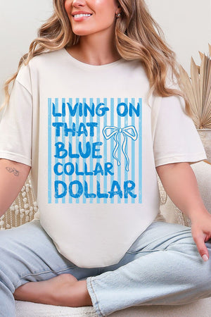Striped Blue Collar Dollar Blue Softstyle Adult T-Shirt - Wholesale Accessory Market