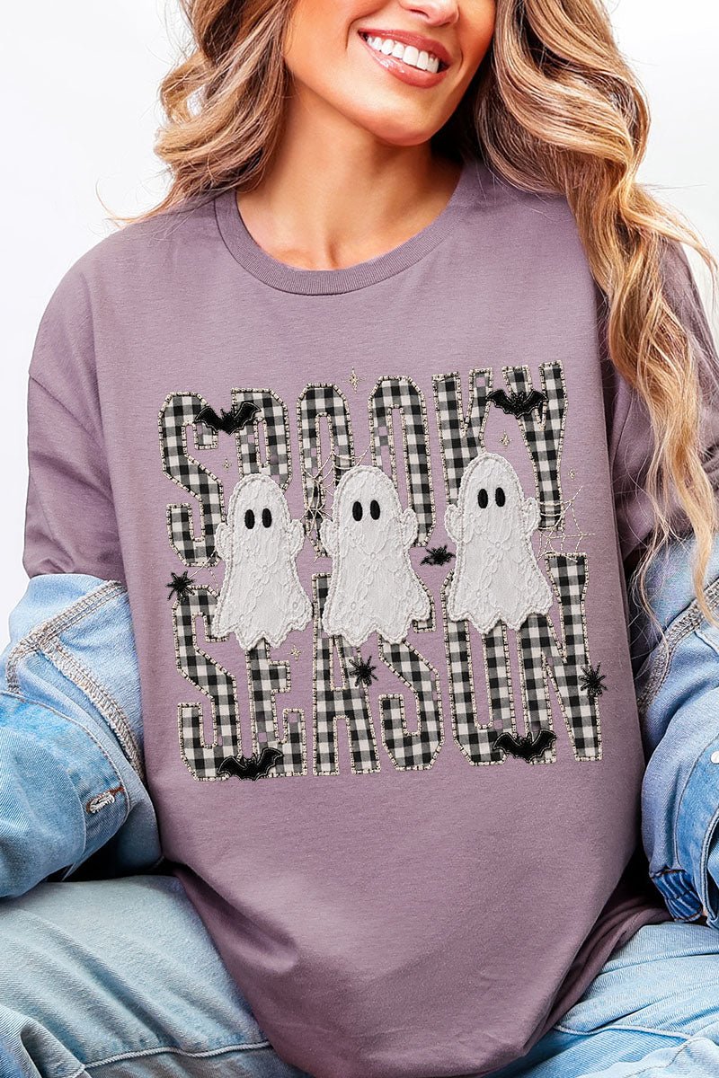 Spooky Season Gingham & Ghosts Softstyle Adult T-Shirt - Wholesale Accessory Market