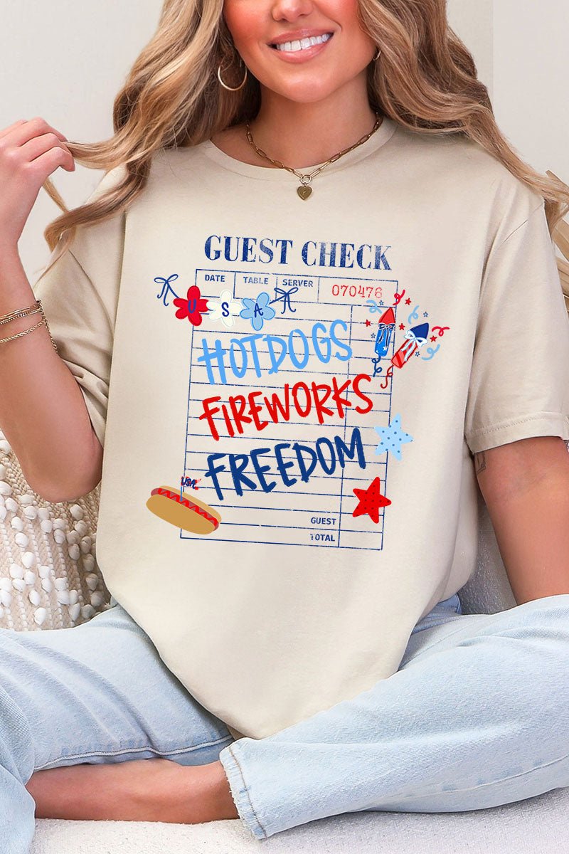 Guest Check Hotdogs Fireworks Freedom Softstyle Adult T-Shirt - Wholesale Accessory Market