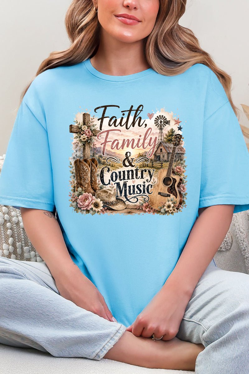 Faith, Family & Country Music Softstyle Adult T-Shirt - Wholesale Accessory Market