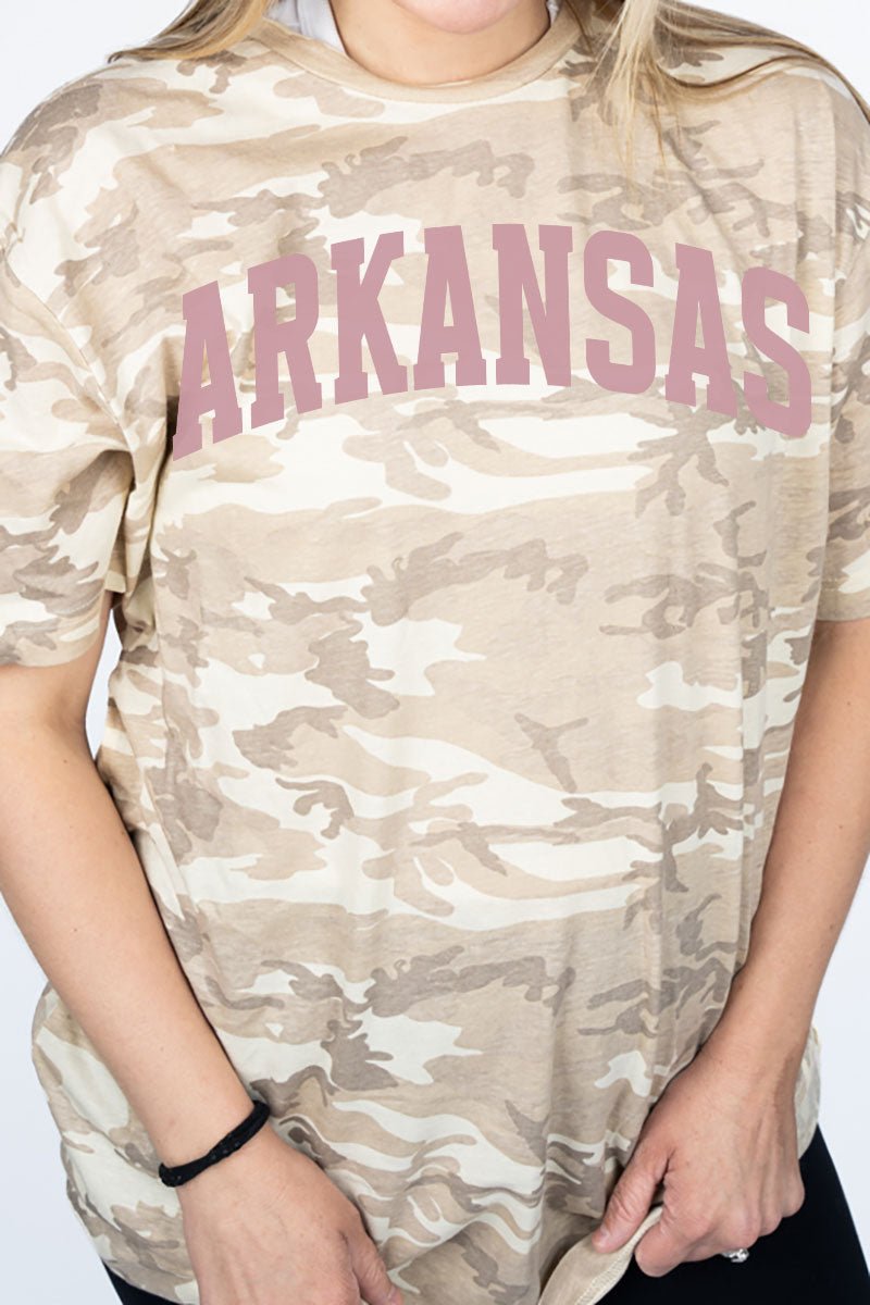 Pink Arched Arkansas Fine Jersey Tee - Wholesale Accessory Market
