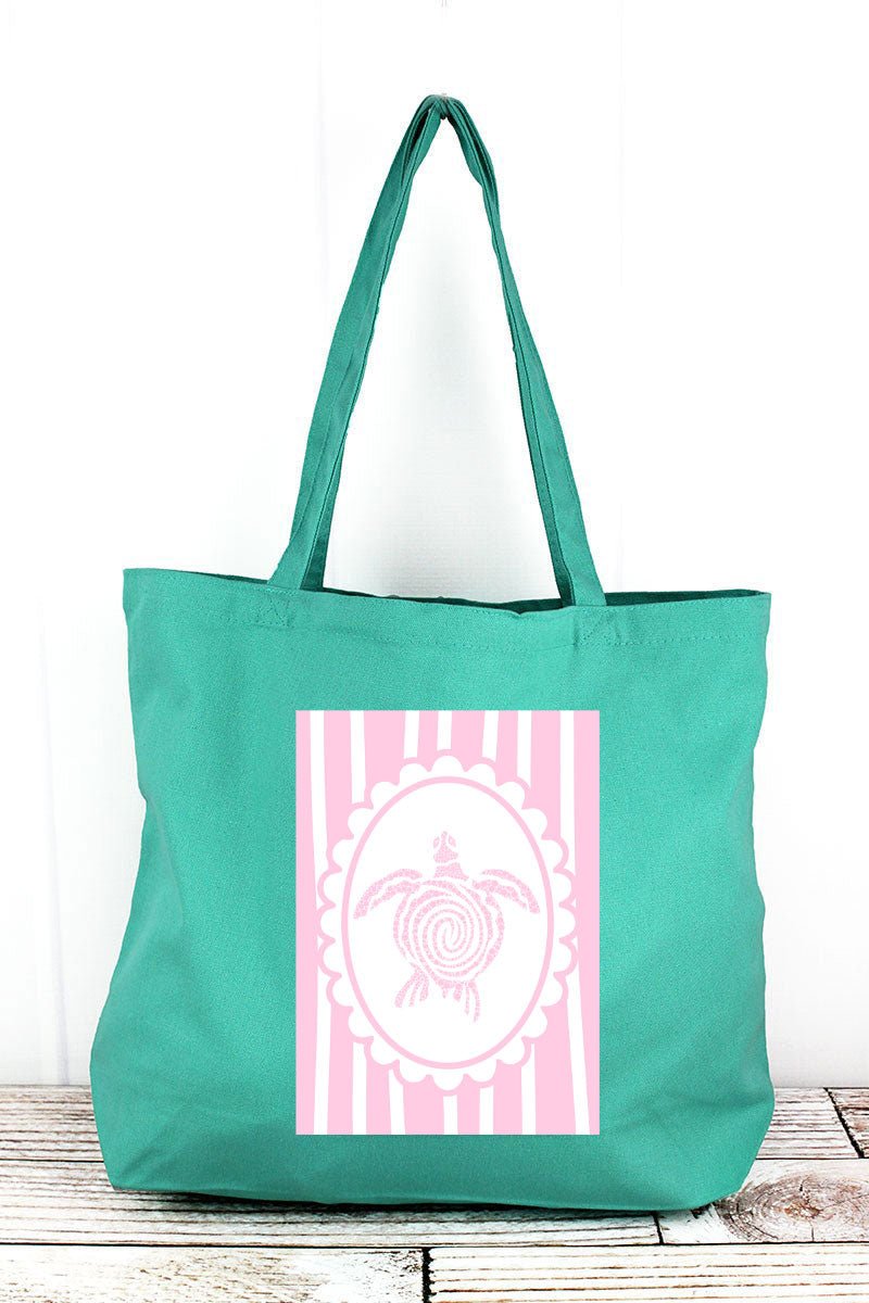 Scalloped Sea Turtle Pigment - Dyed Large Canvas Tote - Wholesale Accessory Market