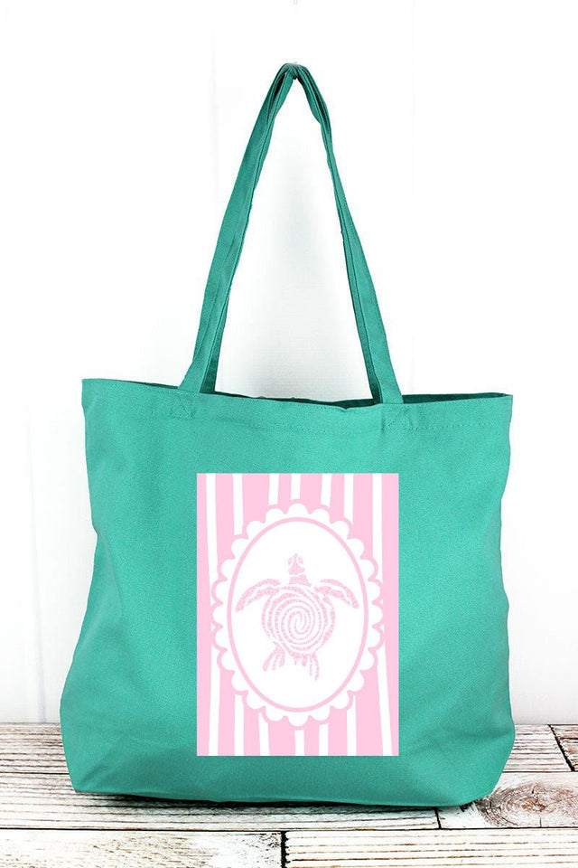 Scalloped Sea Turtle Pigment - Dyed Large Canvas Tote - Wholesale Accessory Market