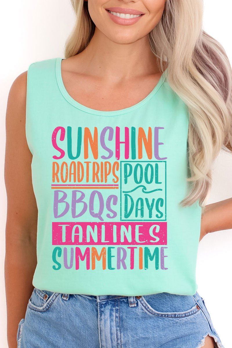 Colorful Summertime Comfort Colors Cotton Tank Top Wholesale Accessory Market