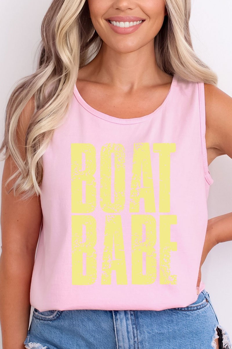 Distressed Boat Babe Comfort Colors Cotton Tank Top - Wholesale Accessory Market