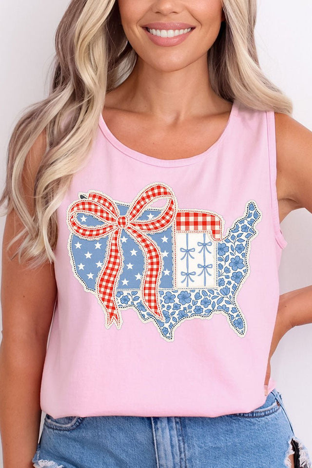 Lacy American Flag Comfort Colors Cotton Tank Top - Wholesale Accessory Market