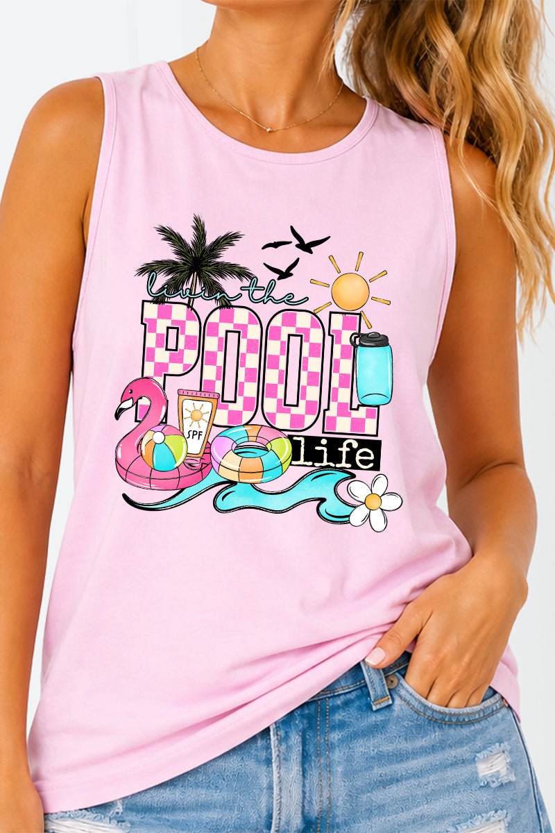 Livin The Pool Life Comfort Colors Cotton Tank Top - Wholesale Accessory Market