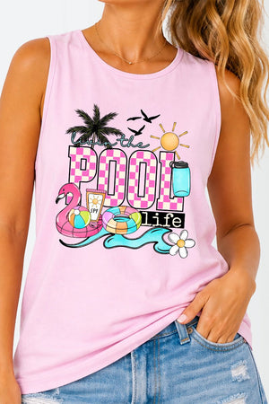 Livin The Pool Life Comfort Colors Cotton Tank Top - Wholesale Accessory Market