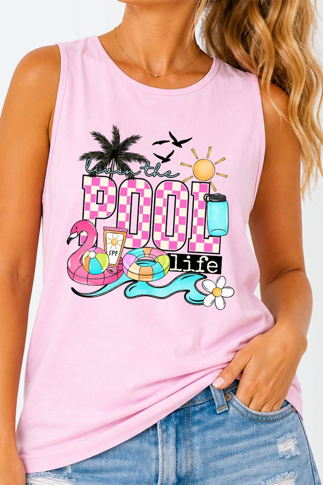 Livin The Pool Life Comfort Colors Cotton Tank Top - Wholesale Accessory Market