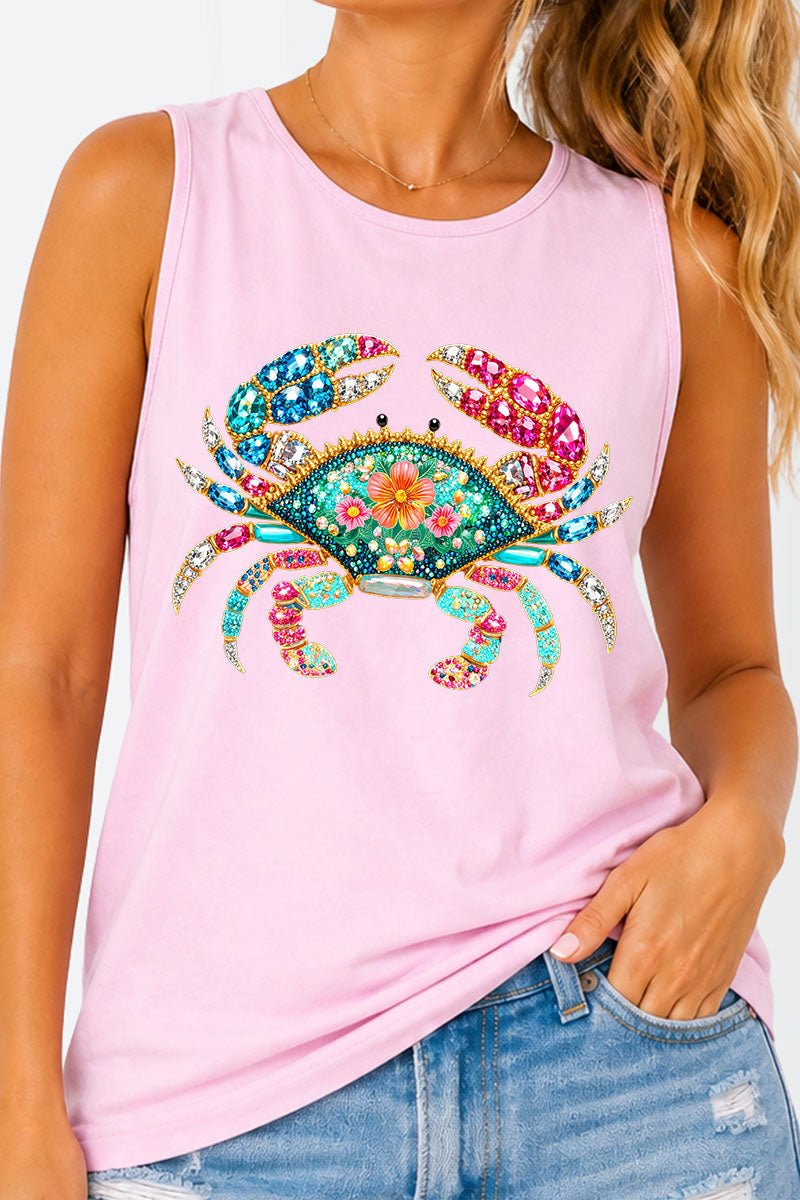 Seaside Sparkle Crab Comfort Colors Cotton Tank Top - Wholesale Accessory Market