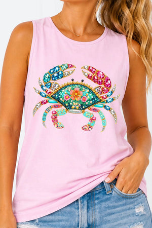 Seaside Sparkle Crab Comfort Colors Cotton Tank Top - Wholesale Accessory Market