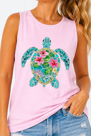 Seaside Sparkle Turtle Comfort Colors Cotton Tank Top - Wholesale Accessory Market