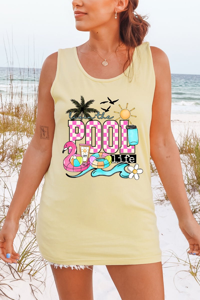 Livin The Pool Life Comfort Colors Cotton Tank Top - Wholesale Accessory Market