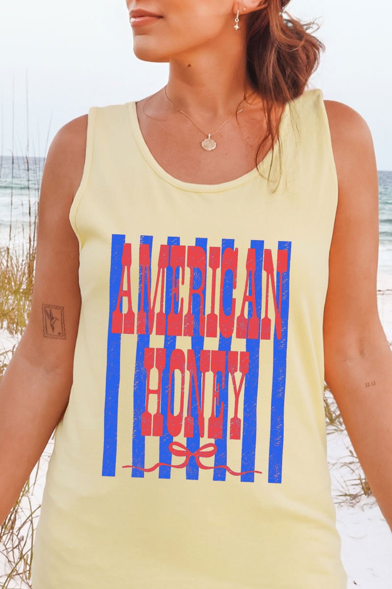 Red American Honey Energy Comfort Colors Cotton Tank Top - Wholesale Accessory Market
