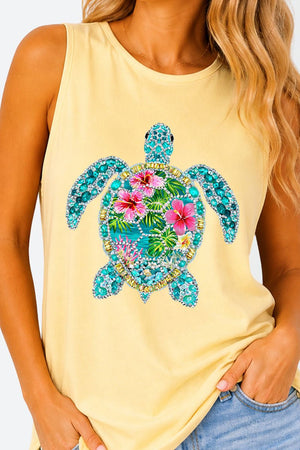 Seaside Sparkle Turtle Comfort Colors Cotton Tank Top - Wholesale Accessory Market