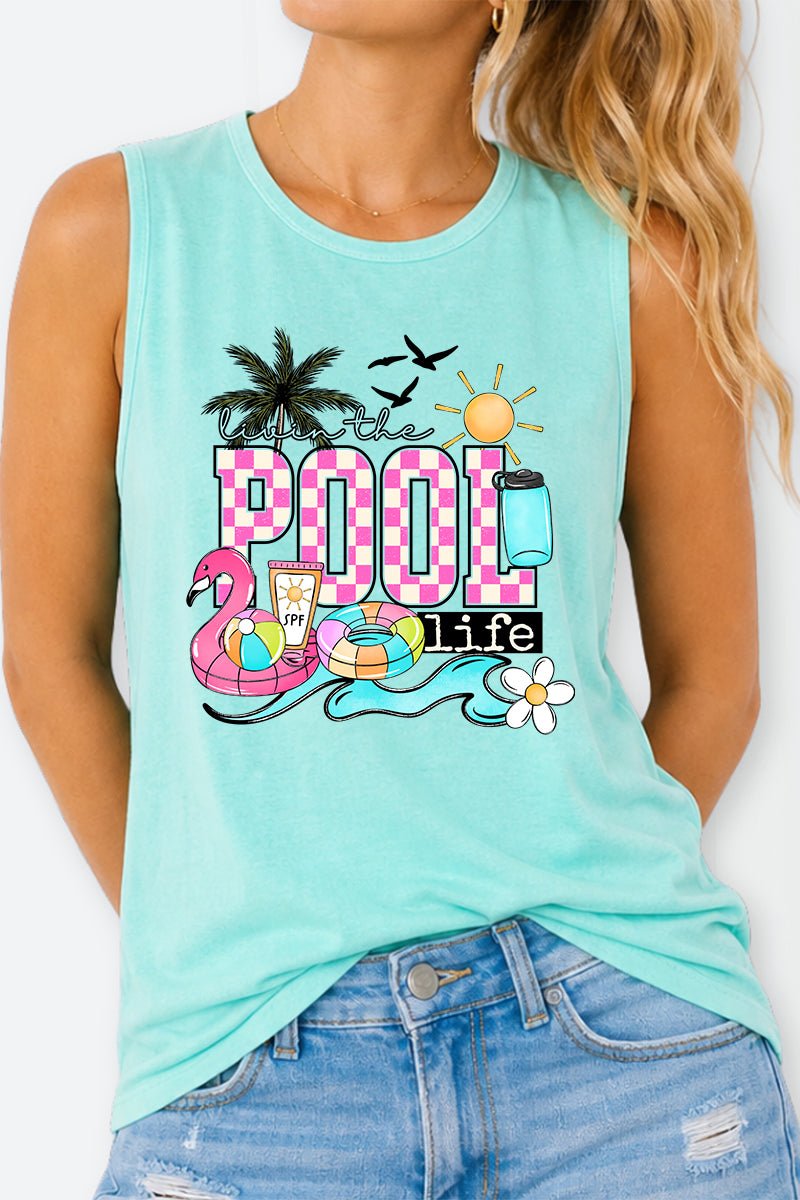 Livin The Pool Life Comfort Colors Cotton Tank Top - Wholesale Accessory Market