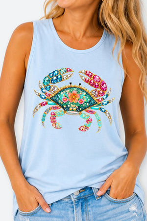 Seaside Sparkle Crab Comfort Colors Cotton Tank Top - Wholesale Accessory Market