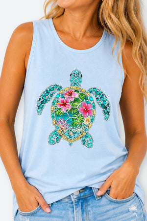 Seaside Sparkle Turtle Comfort Colors Cotton Tank Top - Wholesale Accessory Market