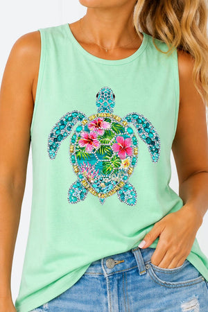 Seaside Sparkle Turtle Comfort Colors Cotton Tank Top - Wholesale Accessory Market