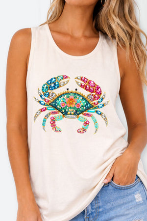 Seaside Sparkle Crab Comfort Colors Cotton Tank Top - Wholesale Accessory Market