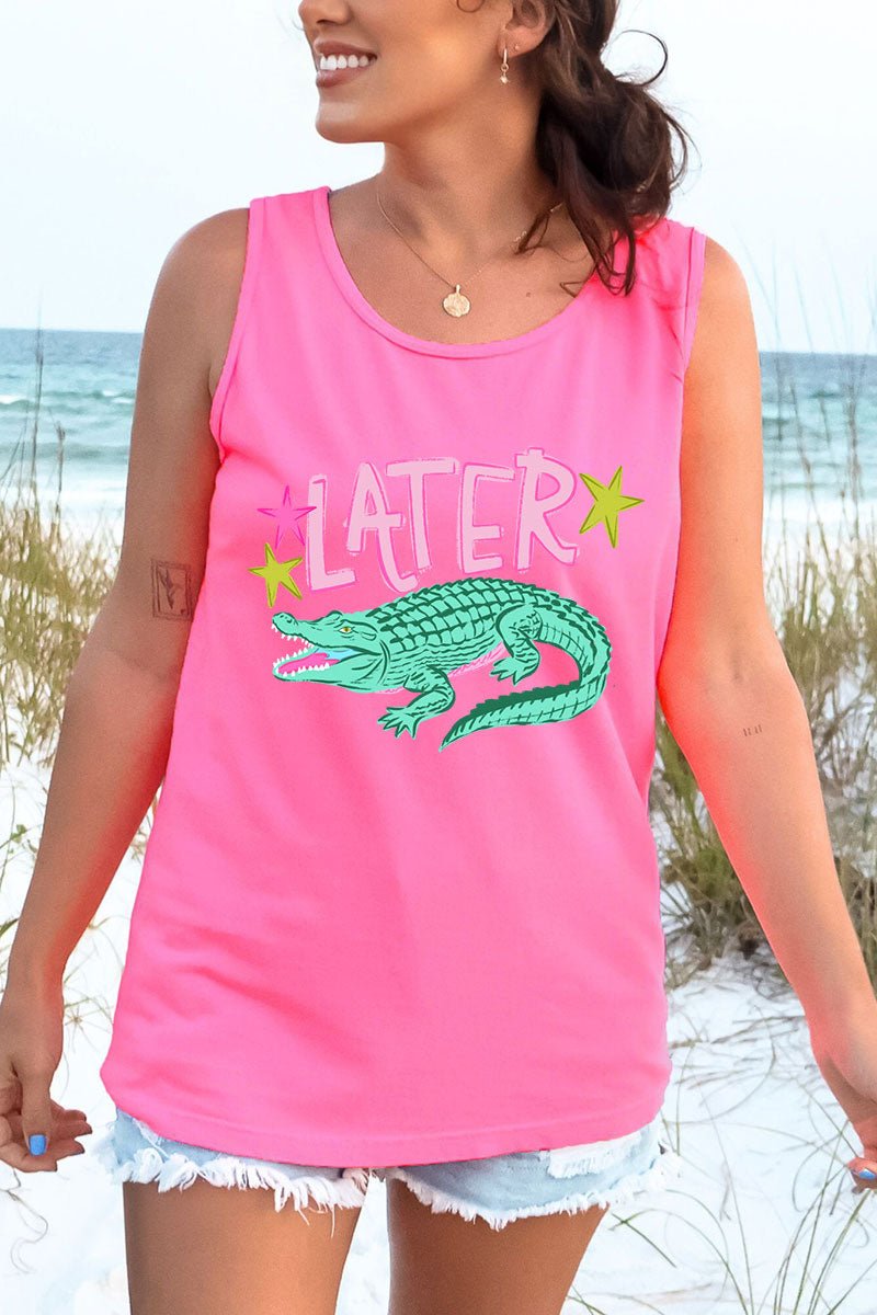 Pink Later Gator Comfort Colors Cotton Tank Top - Wholesale Accessory Market