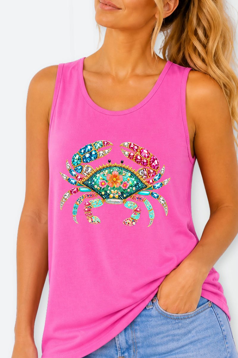 Seaside Sparkle Crab Comfort Colors Cotton Tank Top - Wholesale Accessory Market